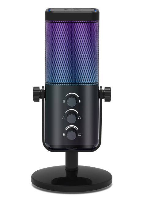 M7 Dynamic Microphone for Vlogging Recording - Gaming Streaming - RGB Light - USB - Mute Button, Headphone Jack, Desktop Stand for Vlogging Vlogging Youtube Black Omnidirectional