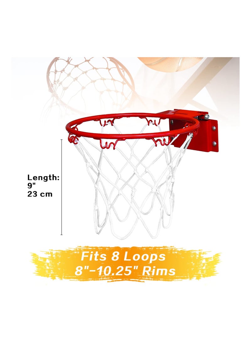 SYOSI 2 Pcs Mini Basketball Net Replacement, SYOSI Nylon Basketball Net, Sports Basketball Hoop Net Outdoor Indoor Anti Whip Basketball Net for Kids Activity Supplies, 8 Loops  - Image 2
