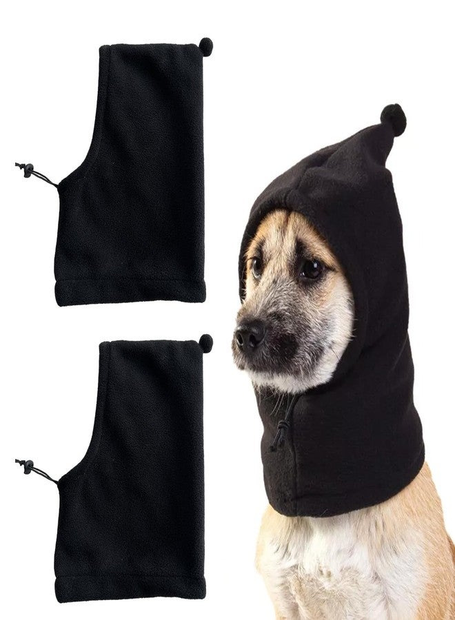 HOKABLE 2 Pcs Dog Hat, Leopard Flannel Hat Pet Christmas Winter Warm Caps Cute Accessories Neck Ear Warmer Pullover Hood Warm Scarf, Calming Dog Hood for Small Medium Large Dogs (Black M) - Image 1