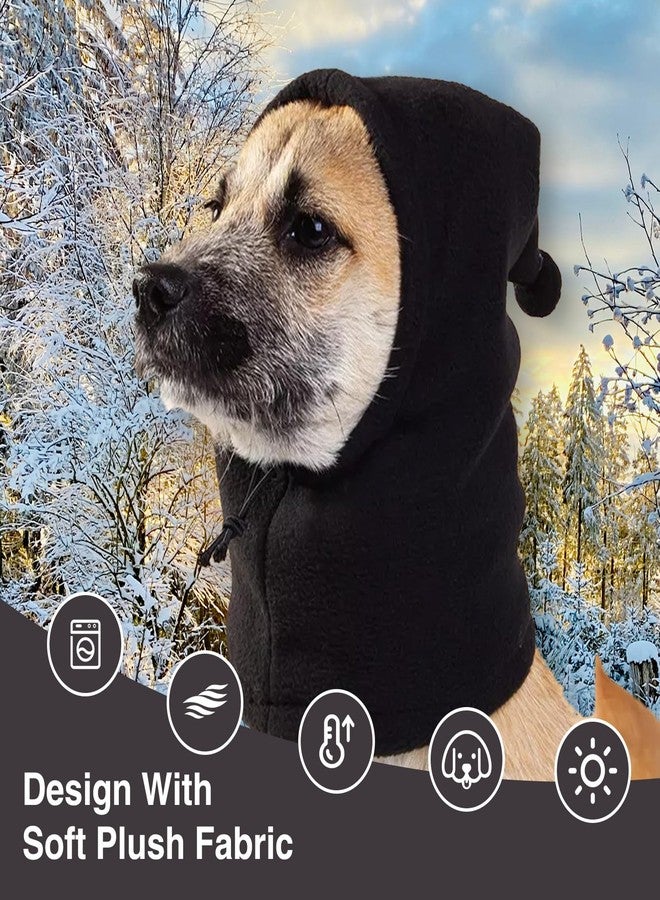 HOKABLE 2 Pcs Dog Hat, Leopard Flannel Hat Pet Christmas Winter Warm Caps Cute Accessories Neck Ear Warmer Pullover Hood Warm Scarf, Calming Dog Hood for Small Medium Large Dogs (Black M) - Image 5
