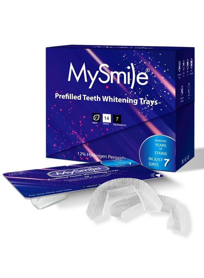 MySmile Prefilled Teeth Whitening Kit For Sensitive Teeth, 12% Hydrogen Peroxide Teeth Whitening Gel Trays, One-Step Fast Teeth Whitener, Help Remove 20 Years Of Stains, 14 Trays -7 Day Treatments. - Image 1