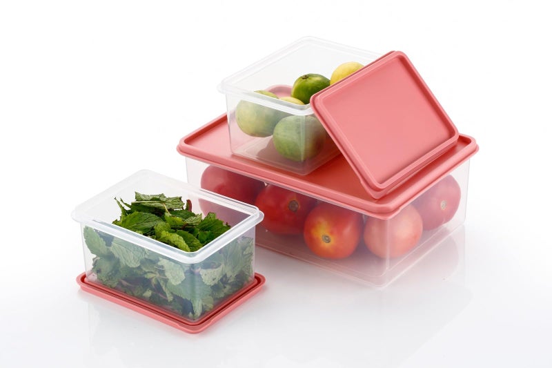Qshare Kitchen Storage Containers Set - Airtight Plastic Food Container Box For Home & Kitchen - Stackable Fridge Organizer For Vegetables, Fruits & Snacks (1500ml-1, 750ml-2 Containers) (Multicolor) - Image 5
