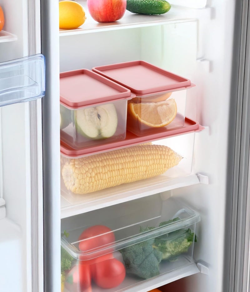 Qshare Kitchen Storage Containers Set - Airtight Plastic Food Container Box For Home & Kitchen - Stackable Fridge Organizer For Vegetables, Fruits & Snacks (1500ml-1, 750ml-2 Containers) (Multicolor) - Image 2