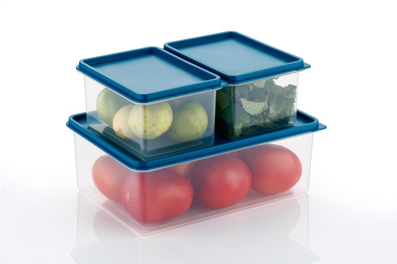 Qshare Kitchen Storage Containers Set - Airtight Plastic Food Container Box For Home & Kitchen - Stackable Fridge Organizer For Vegetables, Fruits & Snacks (1500ml-1, 750ml-2 Containers) (Multicolor) - Image 1