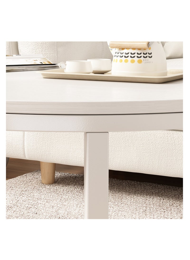 آسي بلاي طقم طاولات قهوة دائرية متداخلة عدد 2، تصميم عصري لغرفة المعيشة بسطح بنقشة خشبية وإطار معدني متين، موفر للمساحة - Image 3