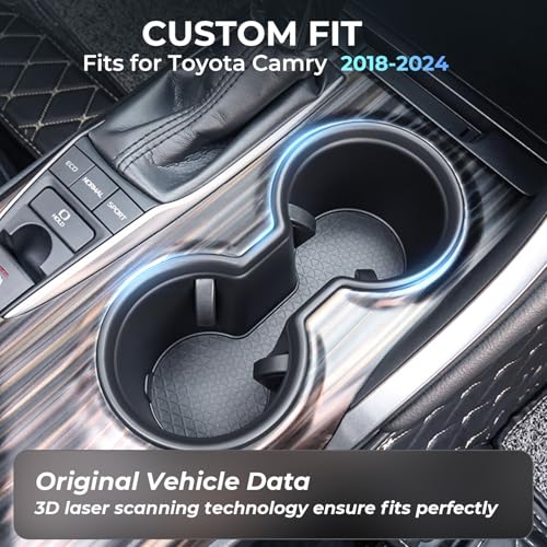 KATORN Center Console Cup Holder Inserts for Toyota Camry 2024 2023 2022 2021 2020 2019 2018, Interior Accessories TPE Car Cup Holder for 2018-2024 Camry, Black - Image 2