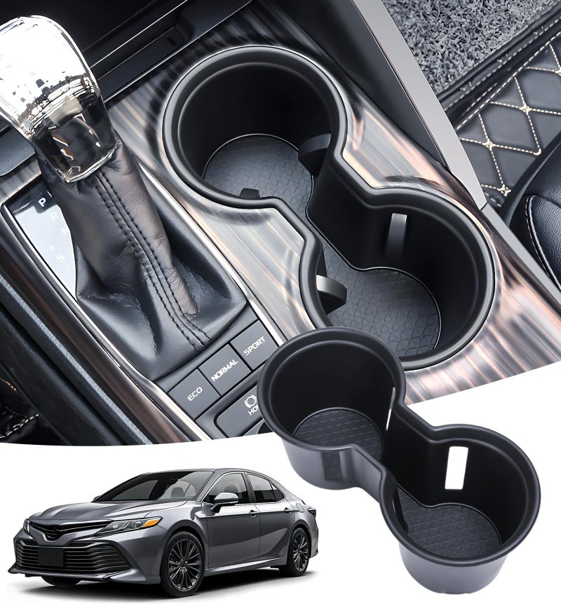 KATORN Center Console Cup Holder Inserts for Toyota Camry 2024 2023 2022 2021 2020 2019 2018, Interior Accessories TPE Car Cup Holder for 2018-2024 Camry, Black - Image 1