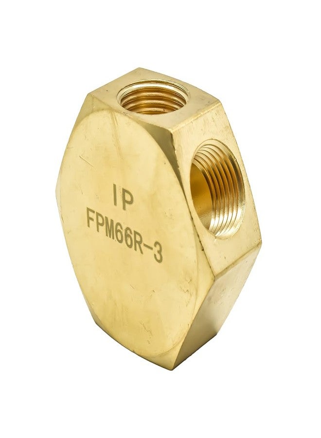 Interstate Pneumatics FPM66R-3 Brass Flat Hex Manifold - in-Out 3/8 Inch NPT Female 3 Way Outlet - Image 5