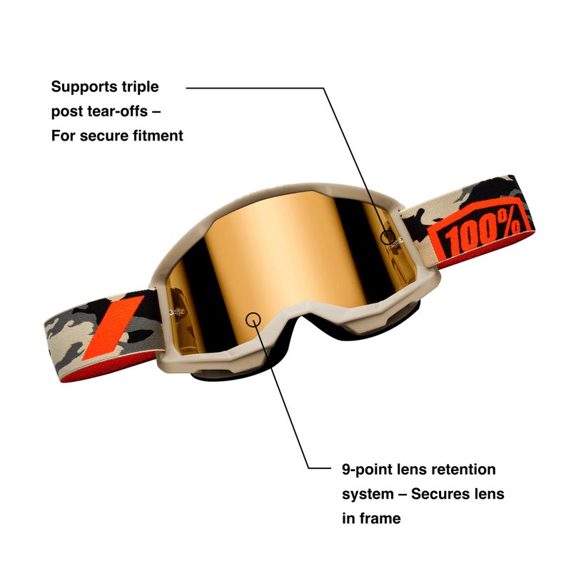 ZENIKO 100% Strata 2 Motocross & Mountain Bike Goggles - MX and MTB Racing Protective Eyewear (Blue - Clear Lens) - Image 2