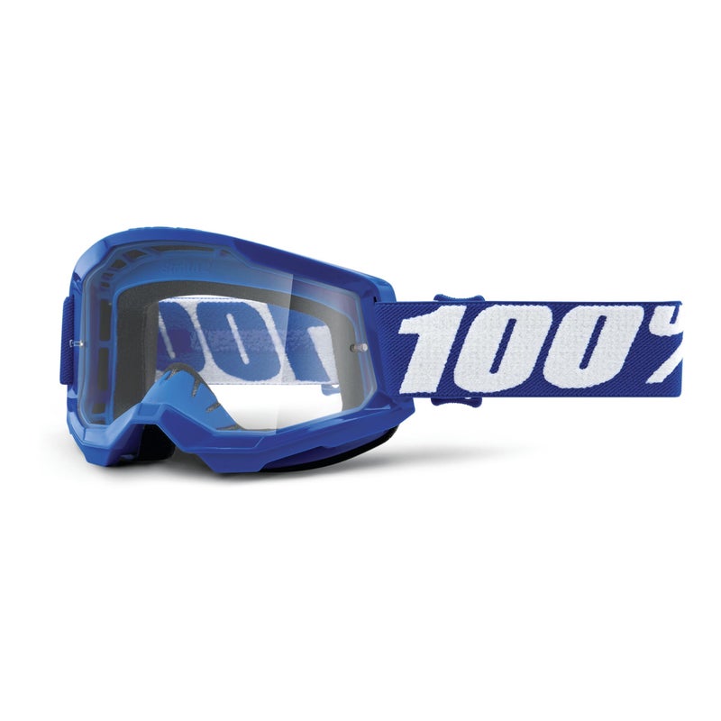 ZENIKO 100% Strata 2 Motocross & Mountain Bike Goggles - MX and MTB Racing Protective Eyewear (Blue - Clear Lens) - Image 1