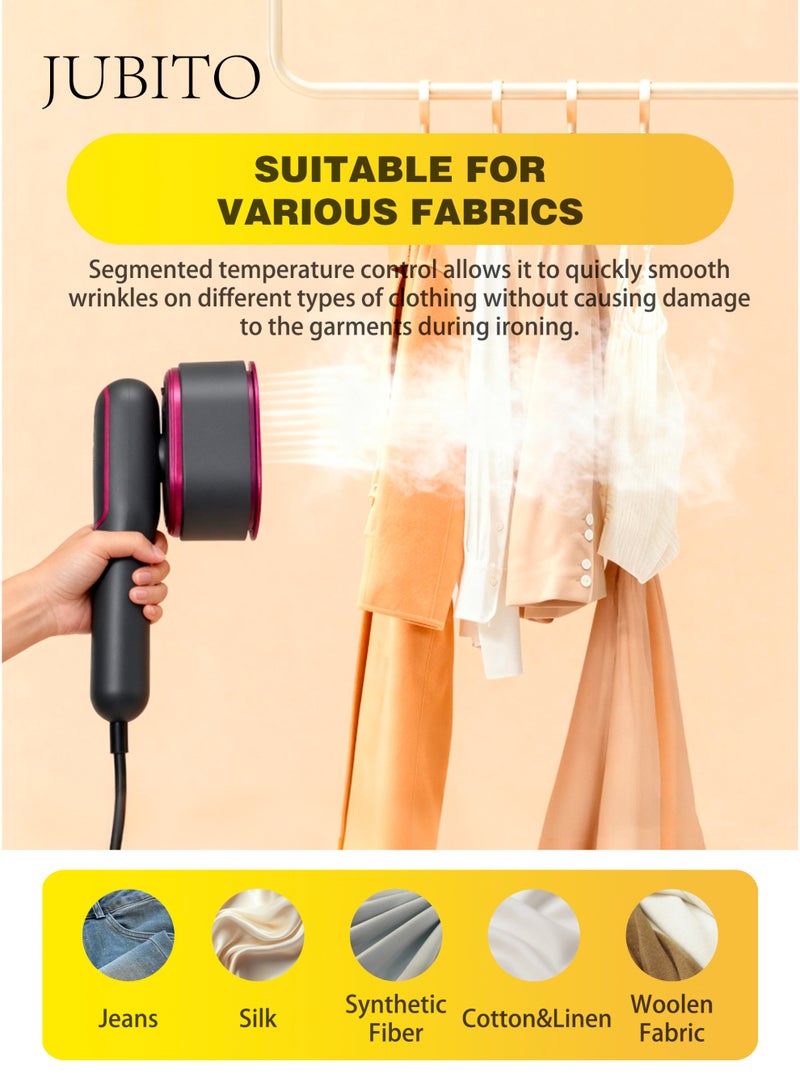 JUBITO Steam iron, clothing steam iron, portable and foldable, 5-speed intelligent temperature control, hanging ironing and flat ironing, wet and dry ironing - Image 2