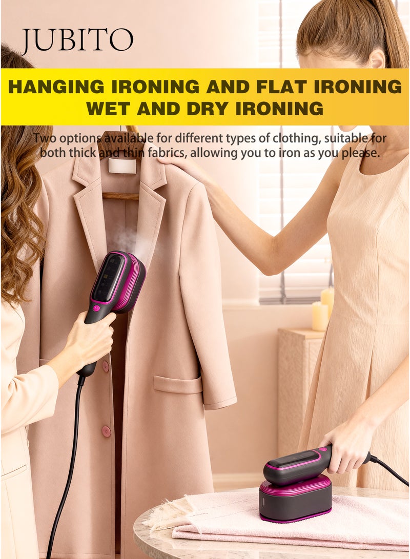 JUBITO Steam iron, clothing steam iron, portable and foldable, 5-speed intelligent temperature control, hanging ironing and flat ironing, wet and dry ironing - Image 4