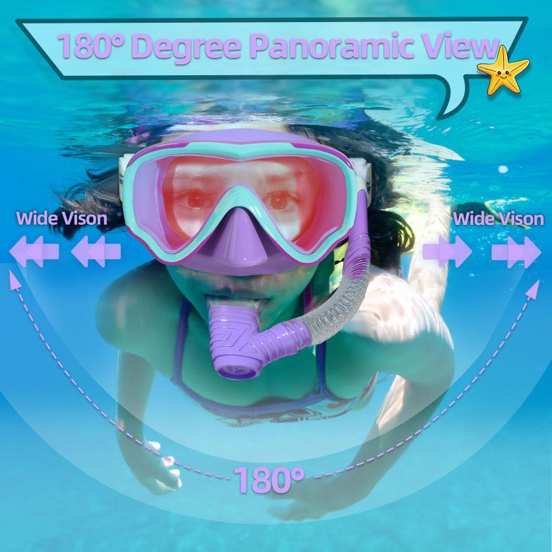 Seago Kids Swim Goggles for Kids 6-14 8-12 8-14 4-7, Swimming Goggles for Girls Boys Youth Anti-Fog 180Â° Clear Wide Vision No Leak Kids Underwater Pool Water Swim Glass with Nose Cover Mirrored Purple - Image 4