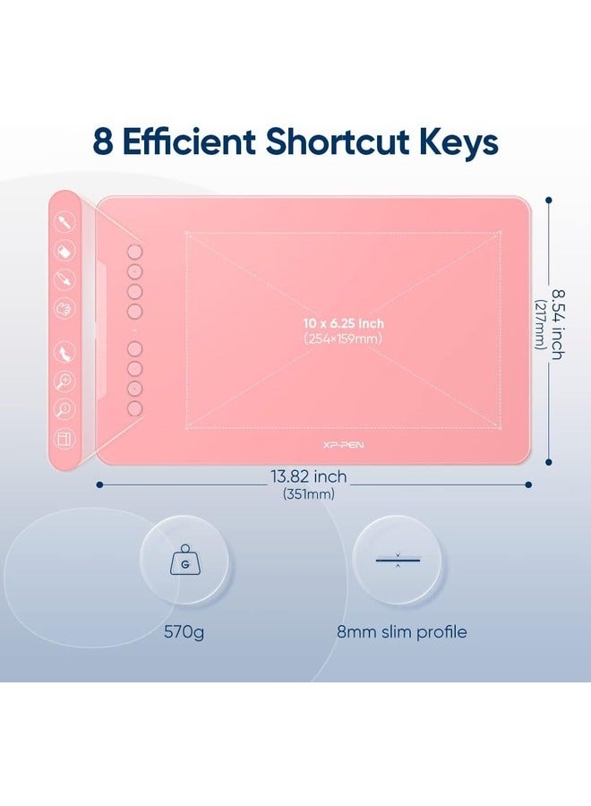 XP-PEN Deco V2 Digital Graphics Drawing Pen Tablet with Battery-Free Passive Stylus and 8 Shortcut Keys 10x6.25in | Pink  - Image 3