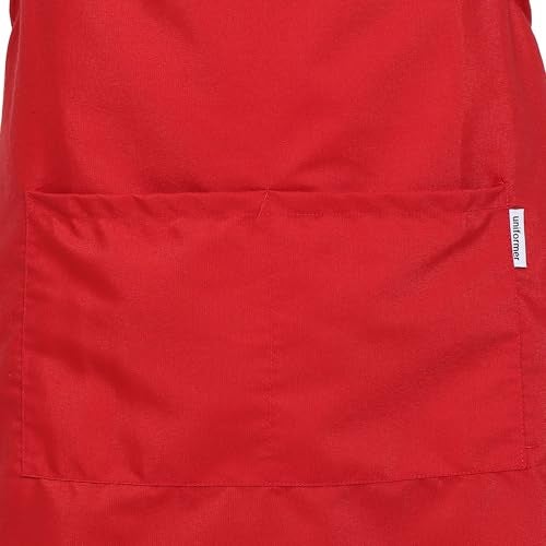 uniformer Apron for Men and Women | Durable & Stylish for Kitchen, Restaurant, Cafes | Ideal for Chefs, Bakers & Home Cooks | Easy to Clean | Unisex Design (Red_Pack of 1) - Image 5
