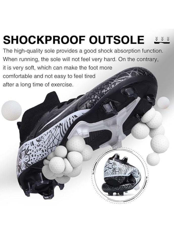 أحذية كرة القدم للرجال والنساء، أحذية رياضية لكرة القدم للبالغين من الجنسين، حذاء رياضي للتدريب عالي الكاحل غير قابل للانزلاق، أحذية كرة القدم الرياضية للطلاب الشباب (أبيض أسود) - Image 5