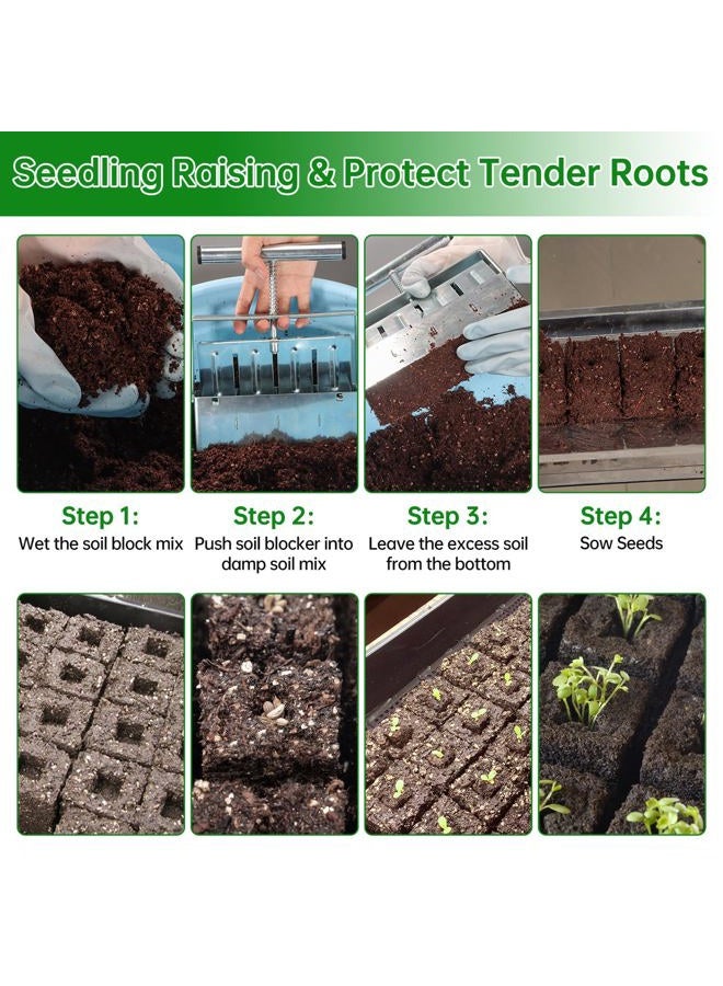 NVRGIUP Soil Blocker, 4 Cell Soil Block Maker 2 Inch with 3 Sizes Seed Pins, Seed Handheld Block Maker with Comfortable Handle, Garden Blocking Tools for Seedings, Cuttings, Greenhouses - Image 5