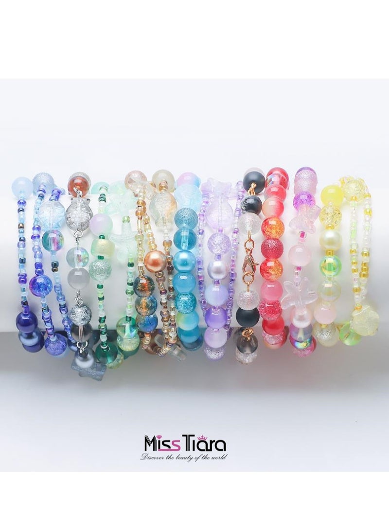 MissTiara 5 Pack 8MM DIY Glass Beads with millet beads and 14MM Starfish Shaped Beads Kit Mixed Colors For Jewelry Bracelet Necklace And Art Craft  - Image 4