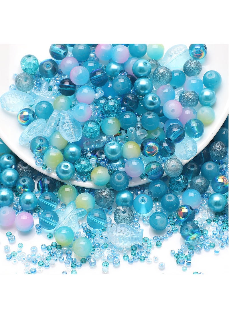 MissTiara 5 Pack 8MM DIY Glass Beads with millet beads and 14MM Starfish Shaped Beads Kit Mixed Colors For Jewelry Bracelet Necklace And Art Craft  - Image 2