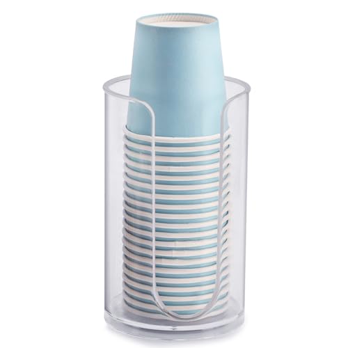 LoveBB Bathroom Cup Dispenser, 3oz-5oz Small Disposable Paper Cups Holder for Bathroom Vanity Countertop's Rinsing/Mouthwash Cups, Clear - Image 1