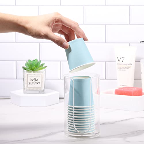 LoveBB Bathroom Cup Dispenser, 3oz-5oz Small Disposable Paper Cups Holder for Bathroom Vanity Countertop's Rinsing/Mouthwash Cups, Clear - Image 3