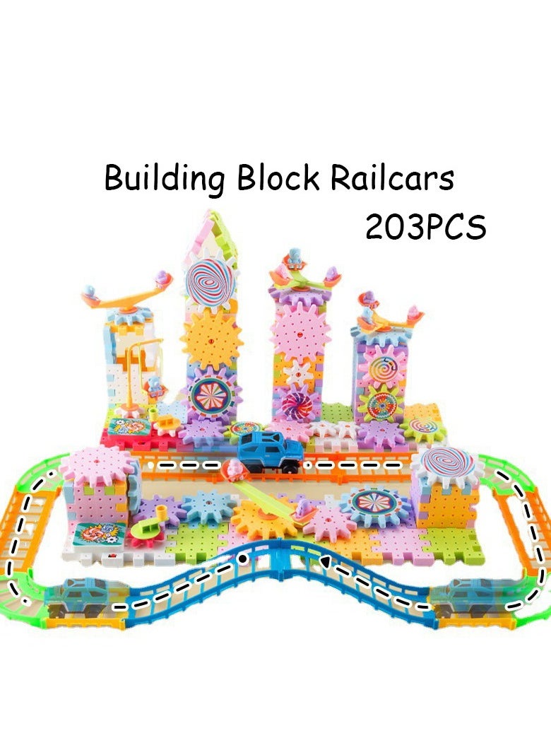 Generic 203 Pcs Electric Building Block Gear Toy Set,Learning Resources Gears STEM Building Set,Motorized Spinning Gears Educational DIY Blocks for Kids Birthday Gift  - Image 2