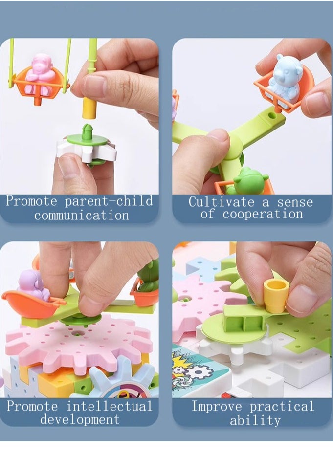Generic - 203 Pcs Electric Building Block Gear Toy Set,Learning Resources Gears STEM Building Set,Motorized Spinning Gears Educational DIY Blocks for Kids Birthday Gift - Image 1