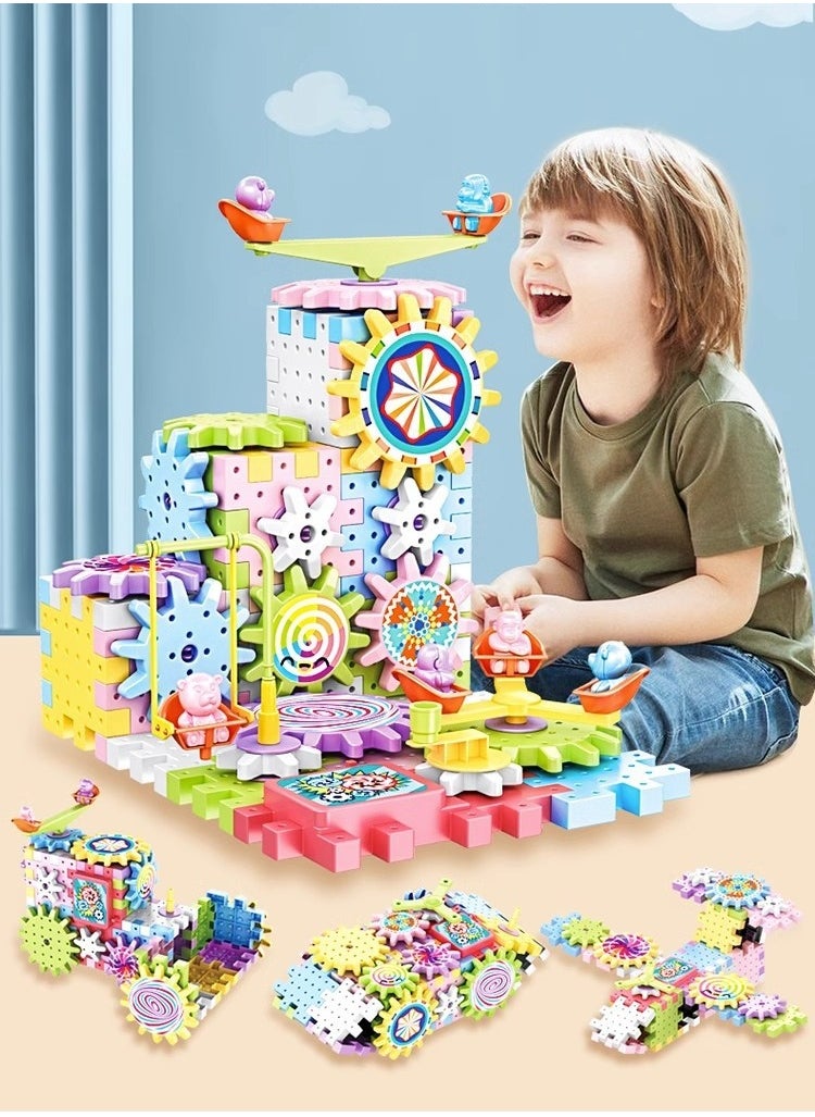 Generic - 203 Pcs Electric Building Block Gear Toy Set,Learning Resources Gears STEM Building Set,Motorized Spinning Gears Educational DIY Blocks for Kids Birthday Gift - Image 1