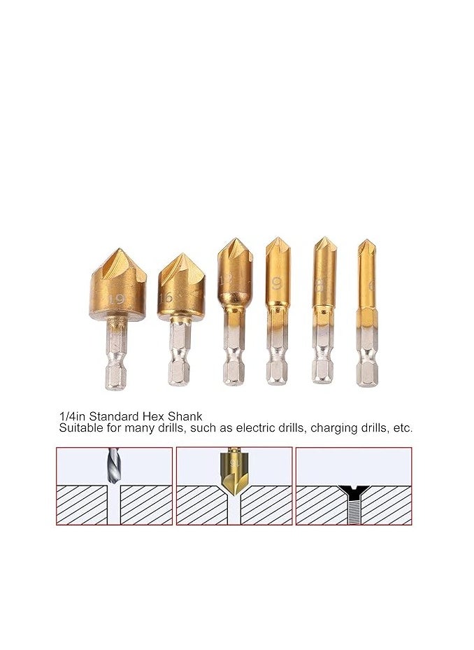 Generic SL HSS 5 Flute Chamfer End Milling 6Pcs  - Image 3