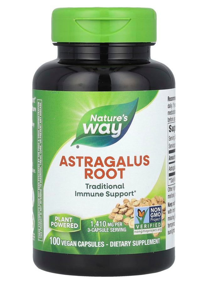 Nature's Astragalus Root 1410 mg 100 Vegan Capsules (470 mg per Capsule) 