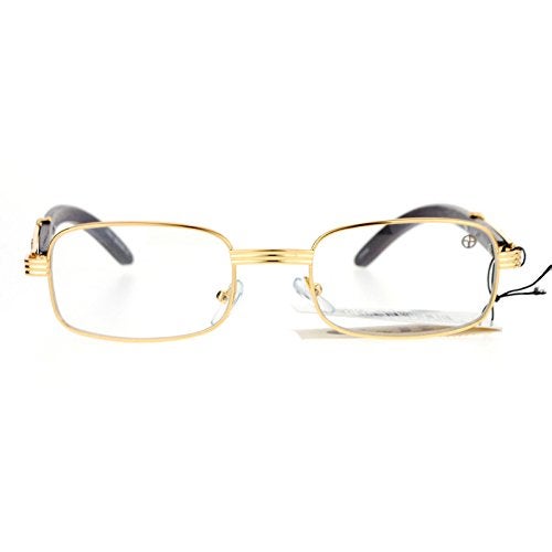 SA106 Art Nouveau Vintage Style Rectangular Metal Frame Eye Glasses Gold - Image 2