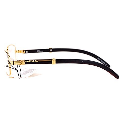 SA106 Art Nouveau Vintage Style Rectangular Metal Frame Eye Glasses Gold - Image 3