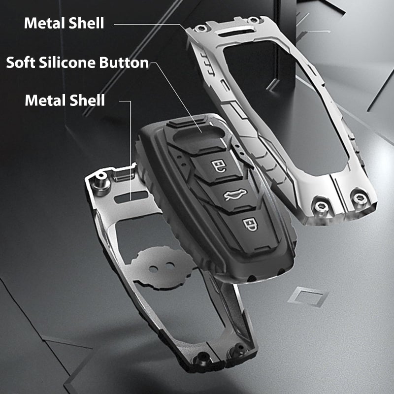 Aoocar Mech Style Heavy Metal Key fob Cover, Compatible with Audi A1 A3 A4 A5 A6 A7 A8 Q3 Q5 Q7 SQ5 S3 S4 S5 S6 S7 S8 SQ5 RS5 RS7 TT R8 etc, Zinc Alloy Key Case Protector (C Style, 1 PCS) - Image 5