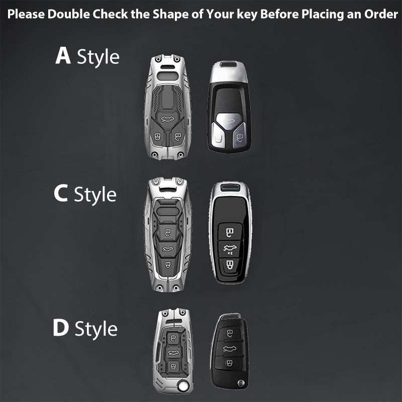 Aoocar Mech Style Heavy Metal Key fob Cover, Compatible with Audi A1 A3 A4 A5 A6 A7 A8 Q3 Q5 Q7 SQ5 S3 S4 S5 S6 S7 S8 SQ5 RS5 RS7 TT R8 etc, Zinc Alloy Key Case Protector (C Style, 1 PCS) - Image 2