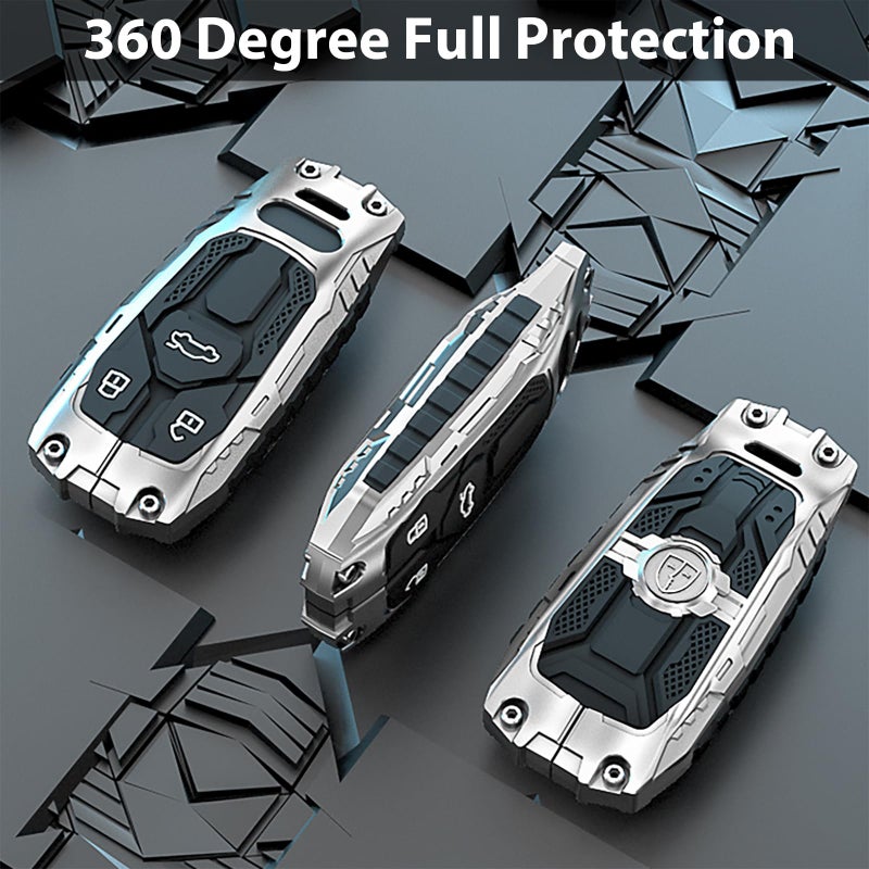 Aoocar Mech Style Heavy Metal Key fob Cover, Compatible with Audi A1 A3 A4 A5 A6 A7 A8 Q3 Q5 Q7 SQ5 S3 S4 S5 S6 S7 S8 SQ5 RS5 RS7 TT R8 etc, Zinc Alloy Key Case Protector (C Style, 1 PCS) - Image 4