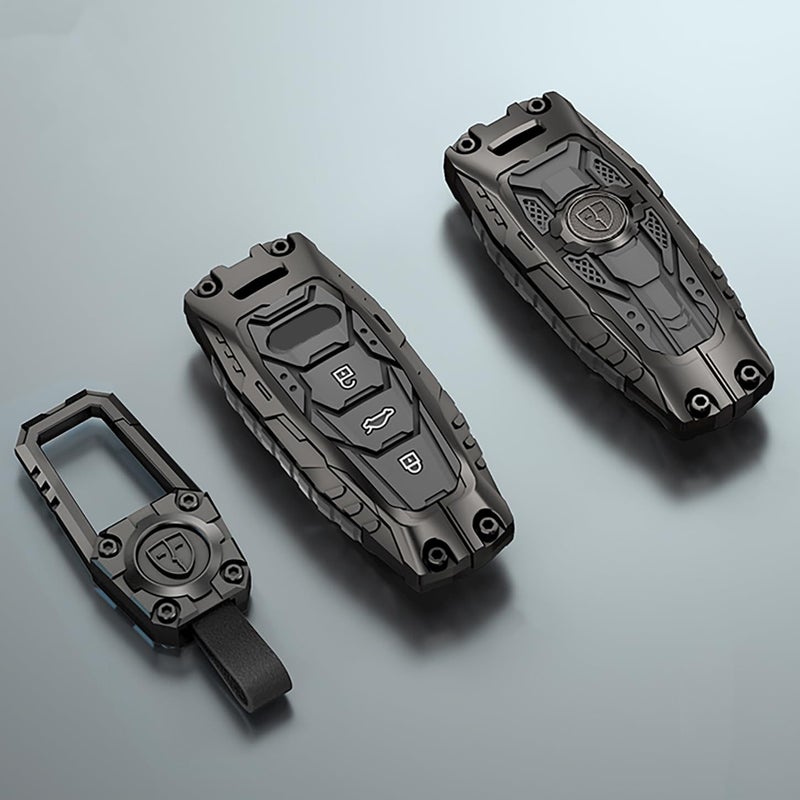 Aoocar Mech Style Heavy Metal Key fob Cover, Compatible with Audi A1 A3 A4 A5 A6 A7 A8 Q3 Q5 Q7 SQ5 S3 S4 S5 S6 S7 S8 SQ5 RS5 RS7 TT R8 etc, Zinc Alloy Key Case Protector (C Style, 1 PCS) - Image 1