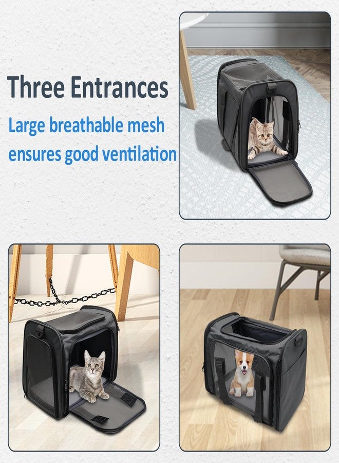 كاثسون حقيبة حمل القطط والكلاب من كاثسون، حقيبة حمل الحيوانات الأليفة، حقيبة يد قابلة للطي محمولة معتمدة من شركات الطيران، حقيبة سفر ناعمة الجوانب للكلاب الصغيرة حتى وزن 15 رطلاً (أسود) - Image 3