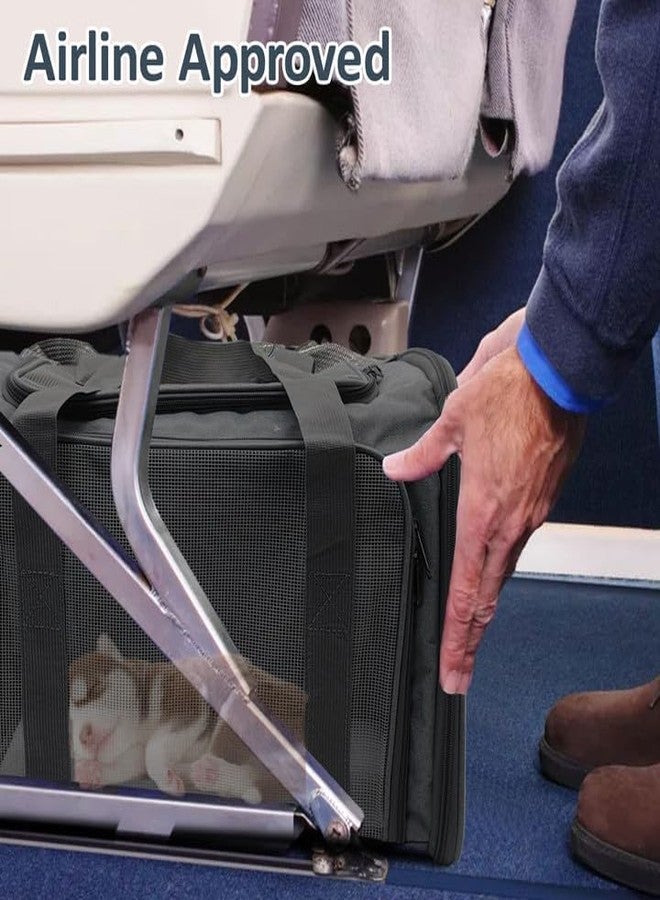 كاثسون حقيبة حمل القطط والكلاب من كاثسون، حقيبة حمل الحيوانات الأليفة، حقيبة يد قابلة للطي محمولة معتمدة من شركات الطيران، حقيبة سفر ناعمة الجوانب للكلاب الصغيرة حتى وزن 15 رطلاً (أسود) - Image 5