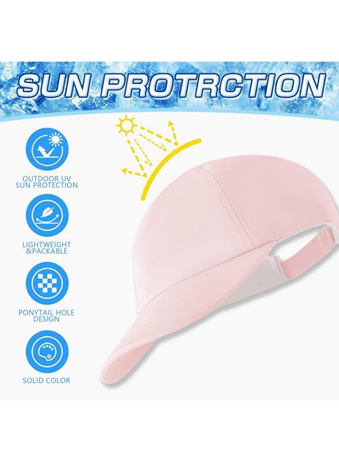 Jastore Kids Baseball Hat Visor Little Girl Sun Protection Hat Ponytail Hole Sun Hat Beach Sun Hat for Children(Pink) - Image 3