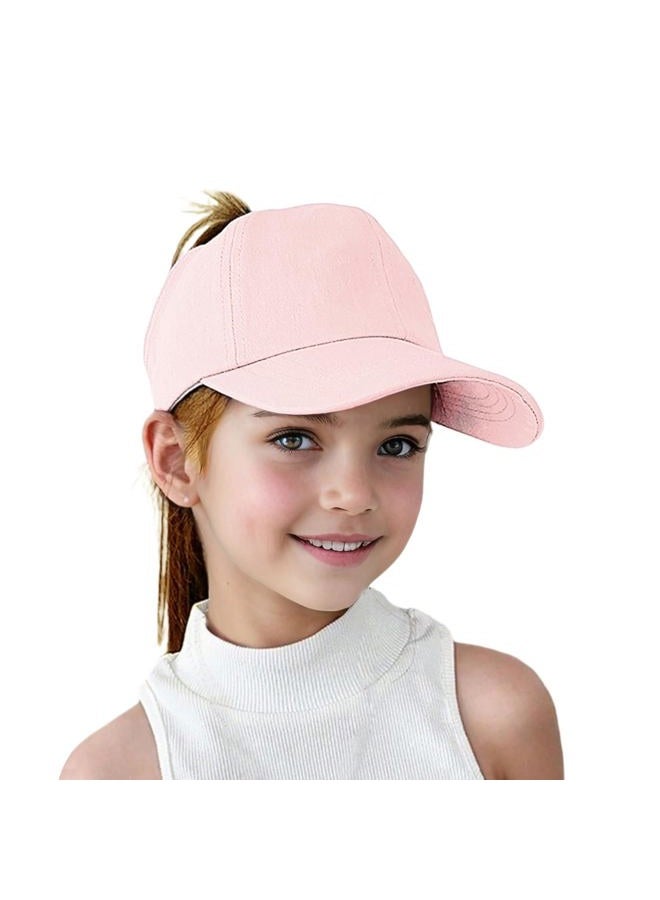 Jastore Kids Baseball Hat Visor Little Girl Sun Protection Hat Ponytail Hole Sun Hat Beach Sun Hat for Children(Pink) - Image 1