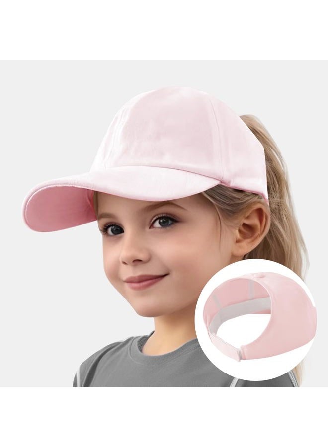 Jastore Kids Baseball Hat Visor Little Girl Sun Protection Hat Ponytail Hole Sun Hat Beach Sun Hat for Children(Pink) - Image 2