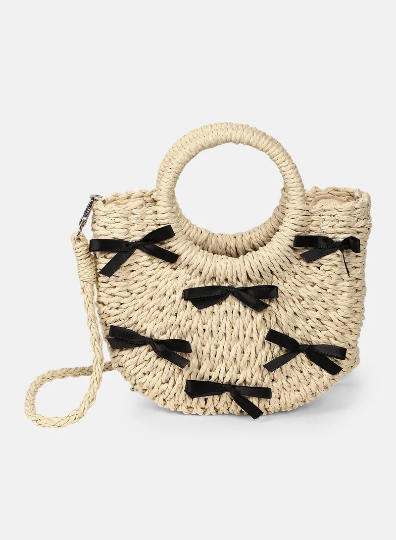 Haute Sauce The Bow-Straw Hand Bag