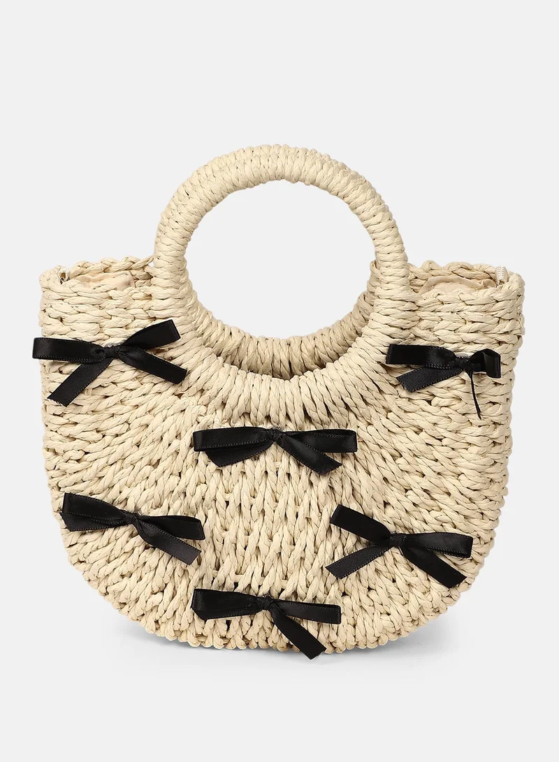 Haute Sauce The Bow-Straw Hand Bag