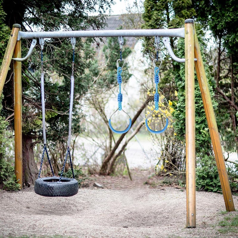 Hokilands 7 Colorful Ninja Ring Fitness Gymnastic Ring Outdoor Backyard Playground Training Equipment Play Set, Funny Jungle Gym Fist Hanging Swing Monkey Bars Ninja Warrior Obstacle Course Trapeze Accessories - Image 4