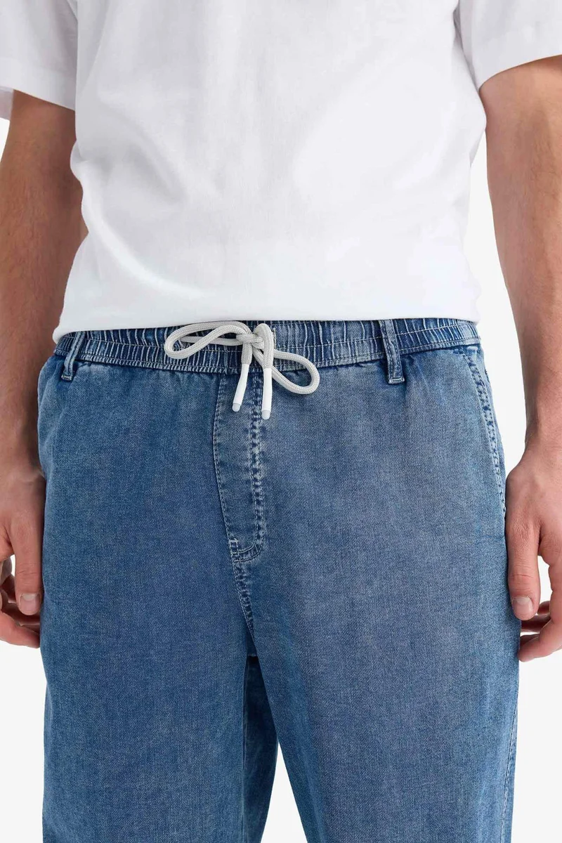 Defacto  Elastic Waist Wide Leg Washed Summer Jeans for Men | Best Price UAE