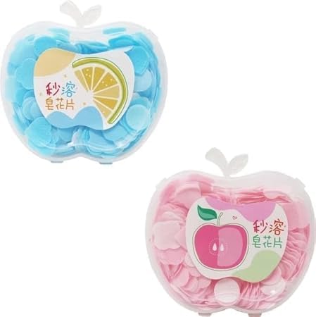 Generic Apple Shape Bottle Paper Soap Clean Soft Bath For Travel Disposable Hand Washing Bath Scented Paper Soap for Outdoor Camping Hiking Pack of 2  - Image 1