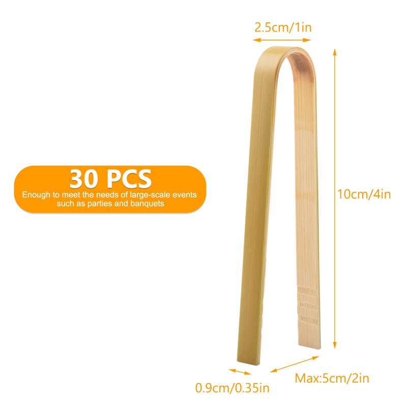 NICECRAFT 30 Pcs Wooden Tongs for Charcuterie - Mini Bamboo Disposable Tongs for Serving Food, Natural Wooden Cooking Toast - Image 2
