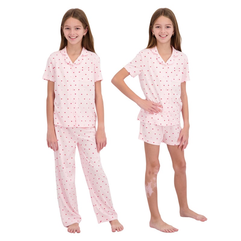 US Angels Girls Ultra Soft Button Down Pajamas, 3 Piece Pajama Set, pjs for teen girl 10-12 - Image 2