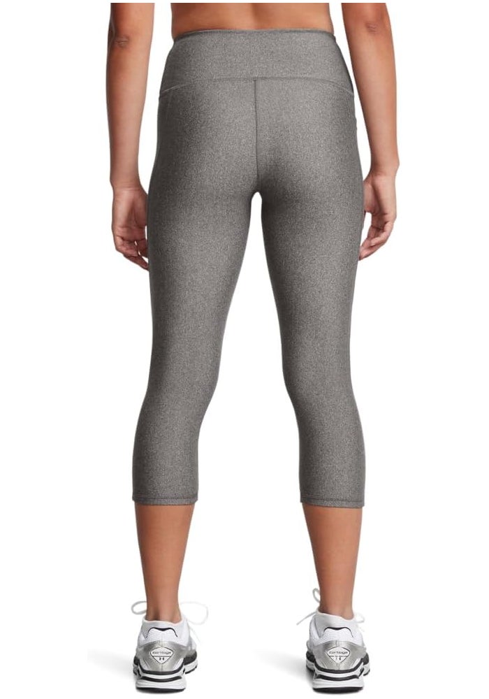 Under Armour Women's HeatGear Armour High Waisted Pocketed No-Slip Capri - Charcoal Light Heather - Image 2