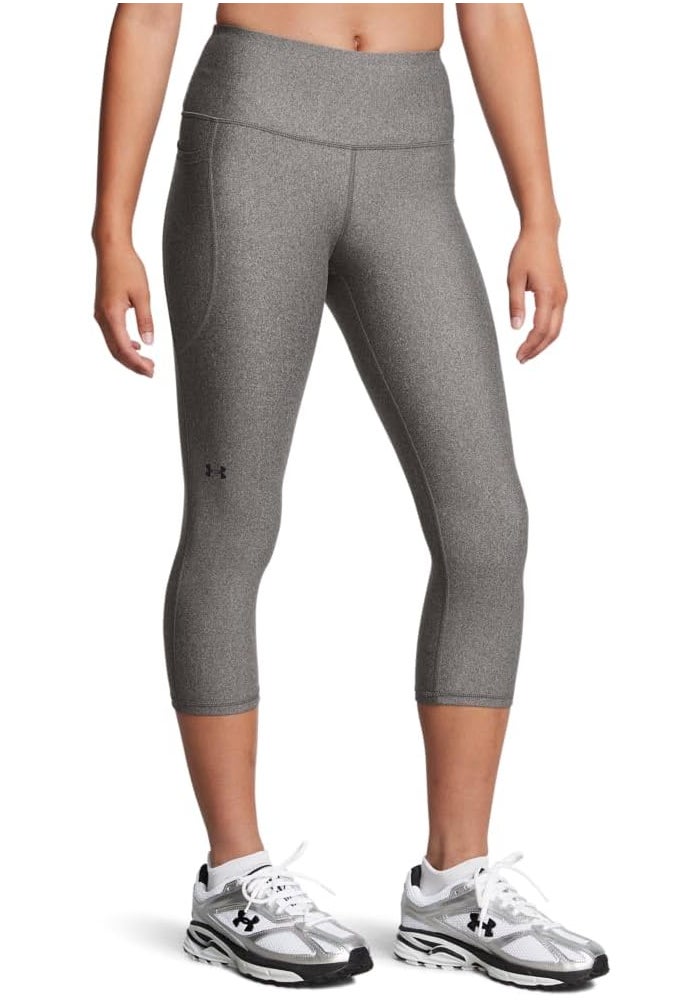 Under Armour Women's HeatGear Armour High Waisted Pocketed No-Slip Capri - Charcoal Light Heather - Image 1